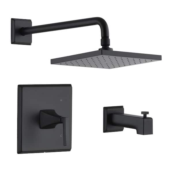 Ultra Faucets Lotto Single Handle 1-Spray Tub and Shower Faucet 1.8 GPM with Pressure Balance in. Matte Black (Valve Included)