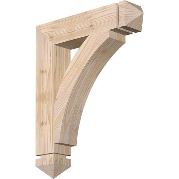 Ekena Millwork 3.5 in. x 22 in. x 18 in. Douglas Fir Thorton Arts and Crafts Smooth Bracket