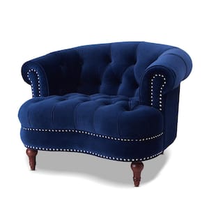 La Rosa Traditional Velvet Tufted Navy Blue Living Room Accent Arm Chair