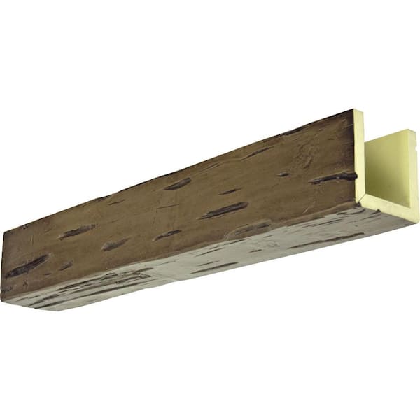 Ekena Millwork 8 in. x 10 in. x 16 ft. 3-Sided (U-Beam) Pecky Cypress Premium Walnut Faux Wood Ceiling Beam