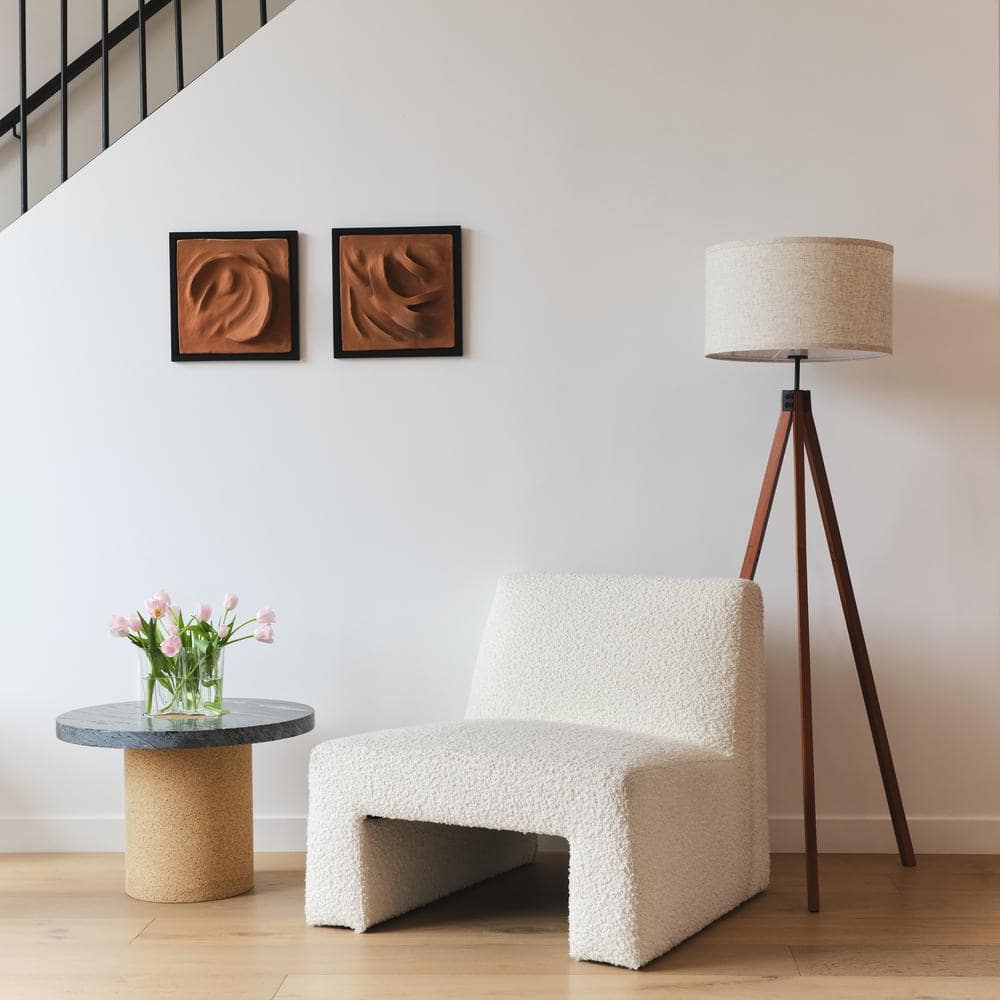 Havana Brown Tripod Floor Lamp with Beige Shade