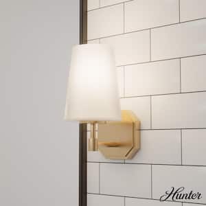 Nolita 1-Light Alturas Gold Wall Sconce with Cased White Glass Shade