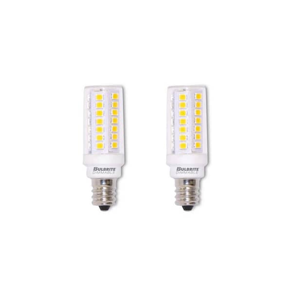 60 - Watt Equivalent Warm White Light T6 (E12) Candelabra Screw, Dimmable Clear LED Light Bulb 2700K (2-Pack)