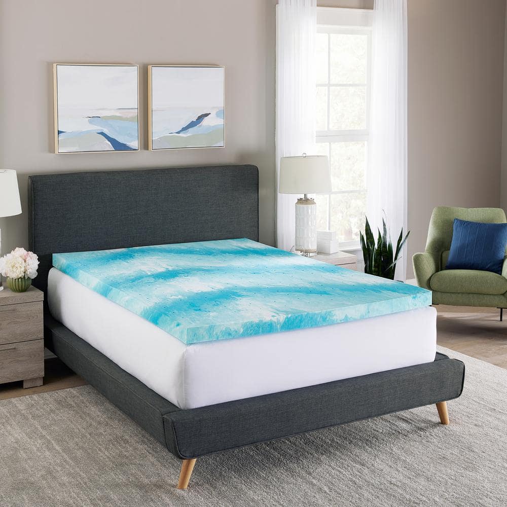 BODIPEDIC 3 in. Cooling Gel Swirl Twin Memory Foam Mattress Topper