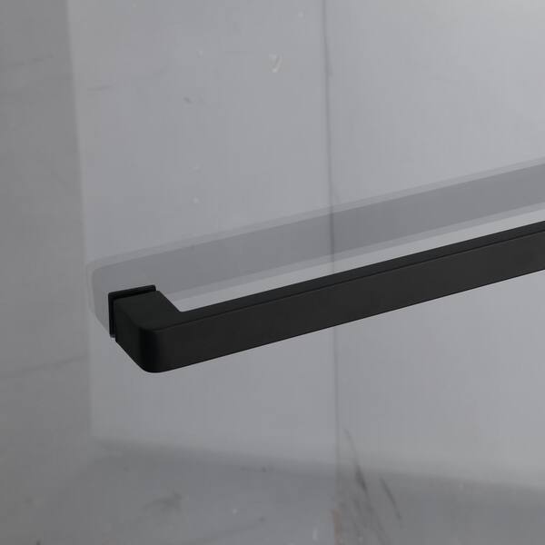 MEDUNJESS BradF 60 in. W x 76 in. H Sliding Semi-Frameless Shower Door in Matte Black with 3/8 in. (10mm) Tempered Clear Glass
