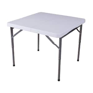 1-Piece Plastic Development 34 in. White Metal Foldable Card Table