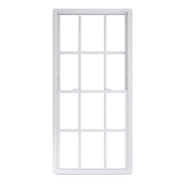 American Craftsman 36 in. x 62 in. 50 Series Low-E Argon SC Glass Double Hung White Vinyl Replacement Window with Grids, Screen Incl