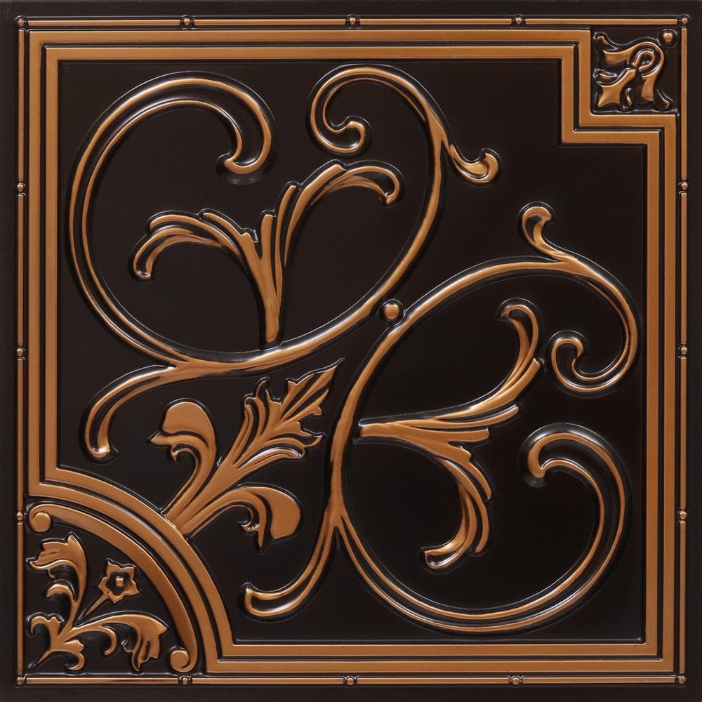 Lilies and Swirls Antique Copper 2 ft. x 2 ft. PVC Lay-in or Glue-up Faux Tin Ceiling Tile (100 sq. ft. / case) price history on PriceWatchPro