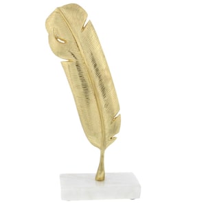 Gold Aluminum Feather Bird Sculpture
