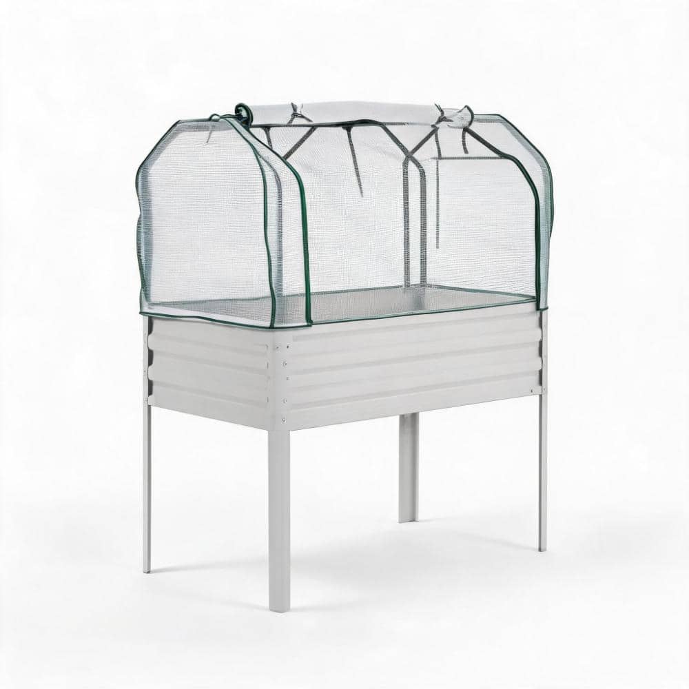 47.2x23.6x55.1 in.Silver Galvanized Steel Raised Garden Bed with Legs & Greenhouse Cover for Vegetables, Flowers, Herbs price history on PriceWatchPro