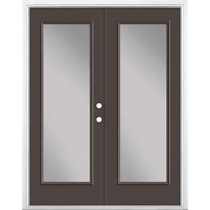 60 in. x 80 in. Willow Wood Steel Prehung Left-Hand Inswing Full Lite Clear Glass Patio Door with Brickmold