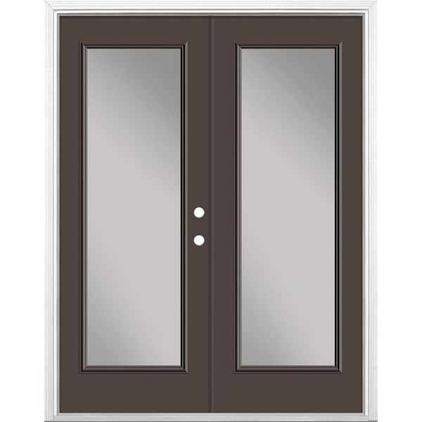 Masonite 60 in. x 80 in. Willow Wood Steel Prehung Left-Hand Inswing Full Lite Clear Glass Patio Door with Brickmold