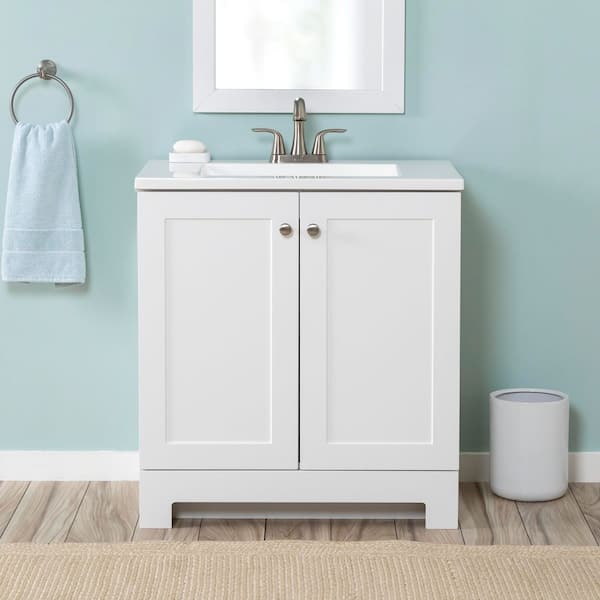 Glacier Bay 31 in. Single Sink White Bath Vanity with White Cultured Marble Top (Assembled)