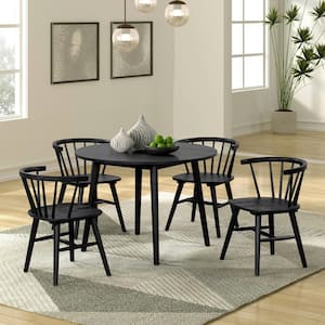 Veneten 5-Piece Black Wood Top Dining Room Set (Seats 4)