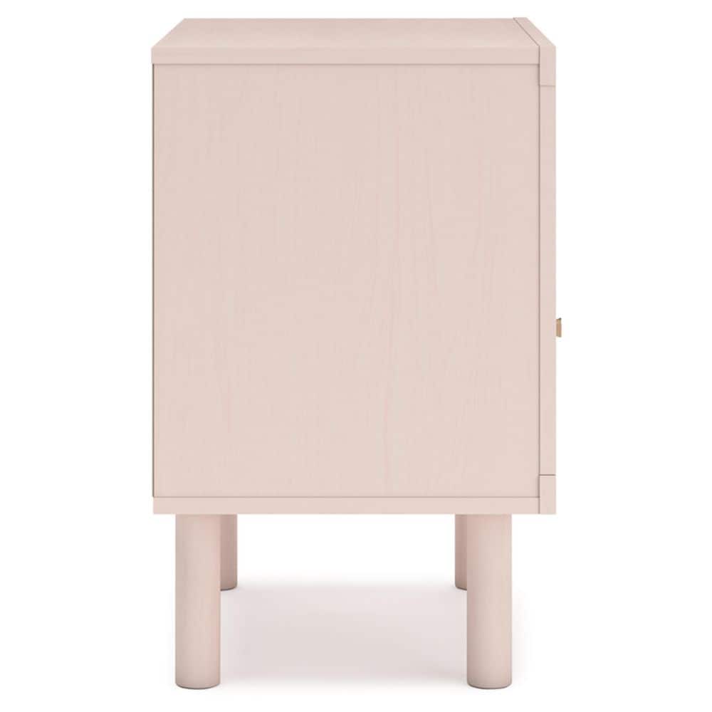 Blush Pink Transitional Nightstand with USB Ports and 1 Drawer