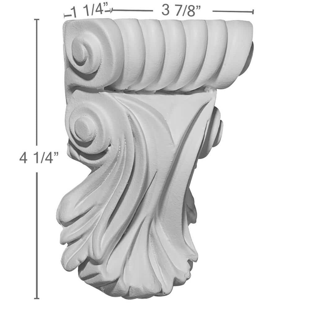 Primed White Polyurethane Scroll Leaf Decorative Corbel