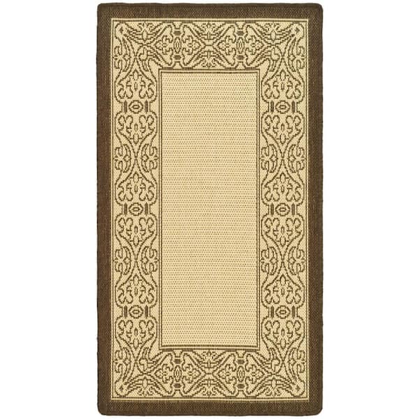 SAFAVIEH Courtyard Natural/Brown Doormat 3 ft. x 5 ft. Border Indoor/Outdoor Patio Area Rug
