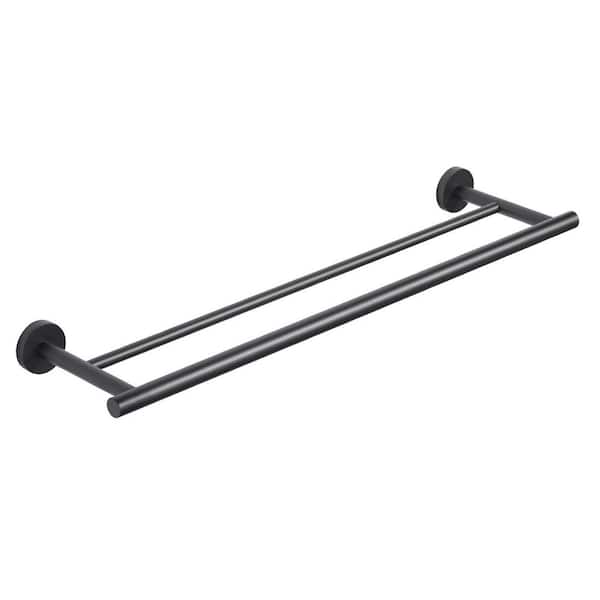 24 in. Wall Mounted Double Towel Bar in Matte Black