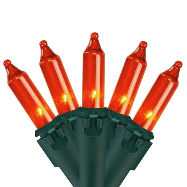 Northlight Set of 100 Orange Mini Christmas Lights 2.5 in. Spacing with Green Wire