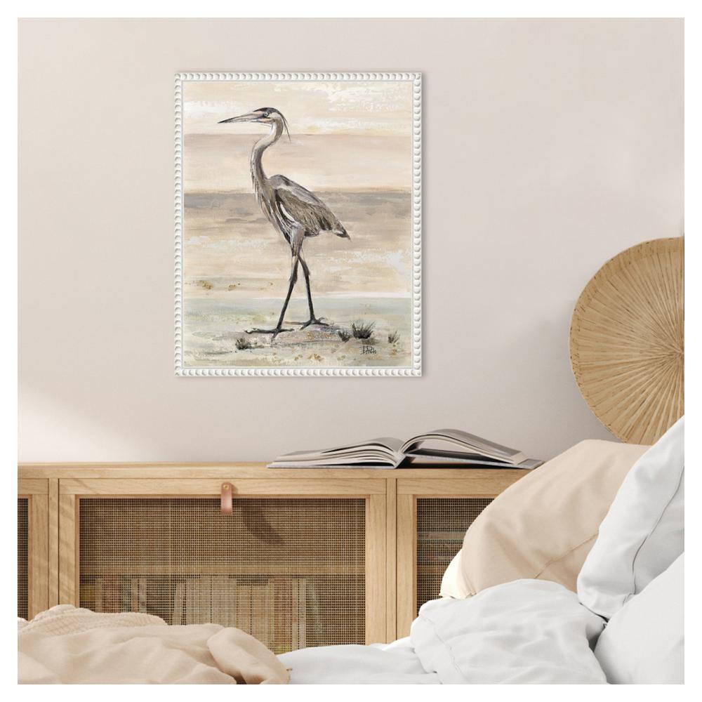 Beaded White Framed Egret Canvas Wall Art 16 x 20-in