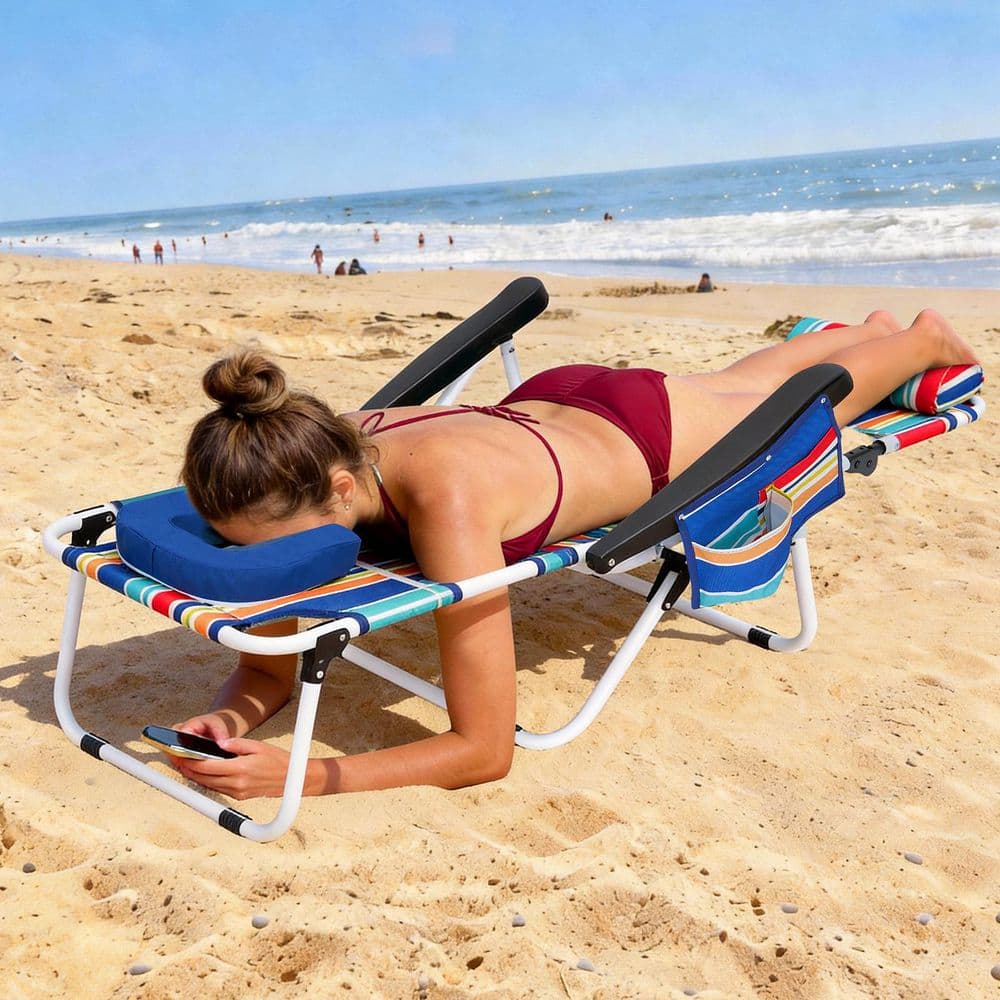 BOZTIY Folding Chaise Lounge Chair 5-Position Beach Chair with