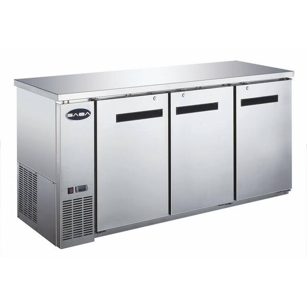 SABA 72 in. W 19.6 cu. ft. Commercial Solid Door Under Back Bar Cooler Refrigerator in Stainless