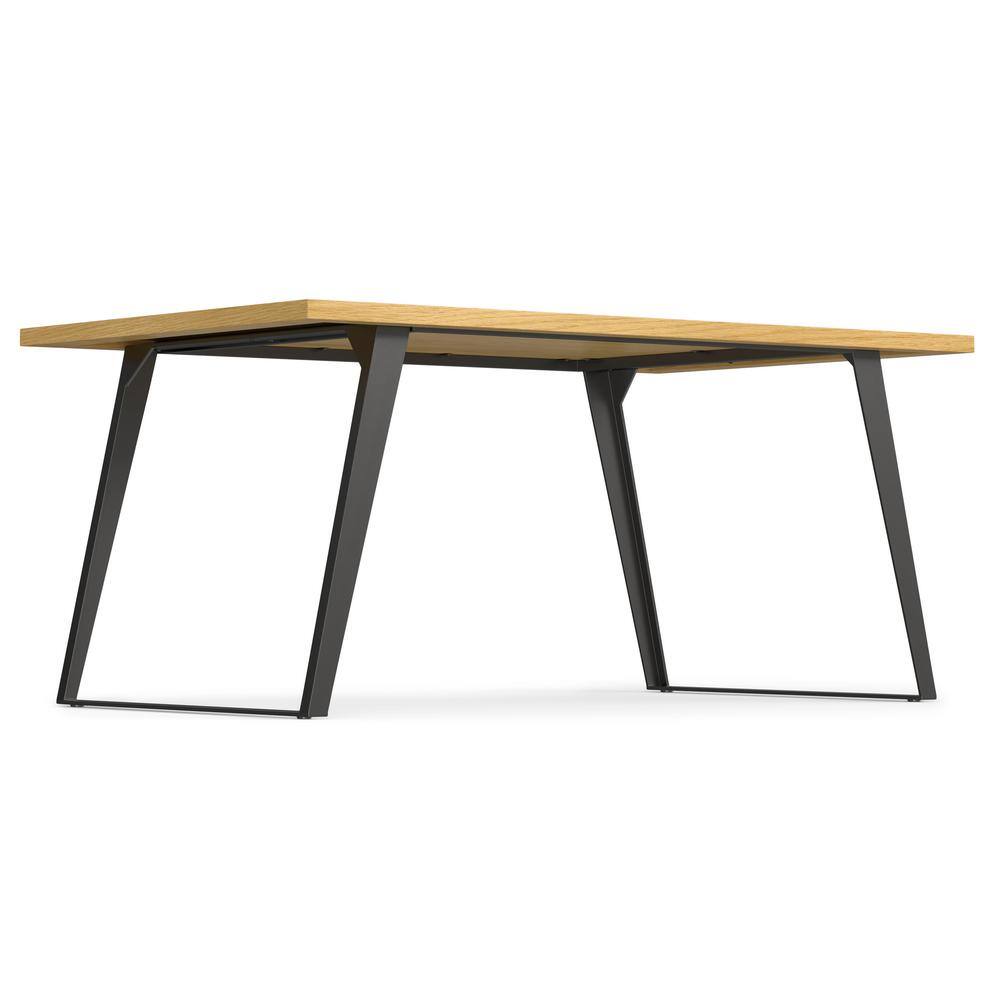 Lowry Industrial Oak Veneer Wood Dining Table with Black Metal Legs