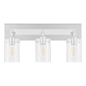 Regan 21 in. 3-Light Chrome Bathroom Vanity Light with Clear Glass Shades