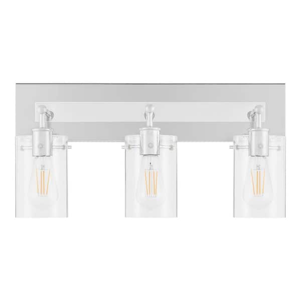 Regan 21 in. 3-Light Chrome Bathroom Vanity Light with Clear Glass Shades