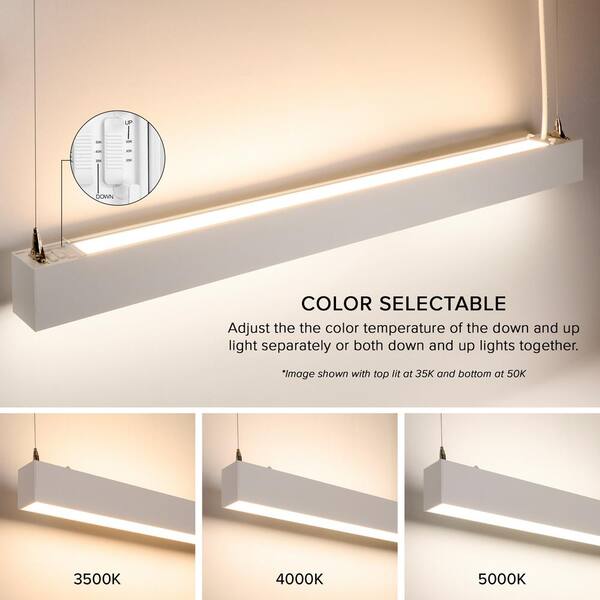 Maxxima 4 ft. LED White Linear Up/Down Light Fixture 3 CCT 3500K-5000K ...