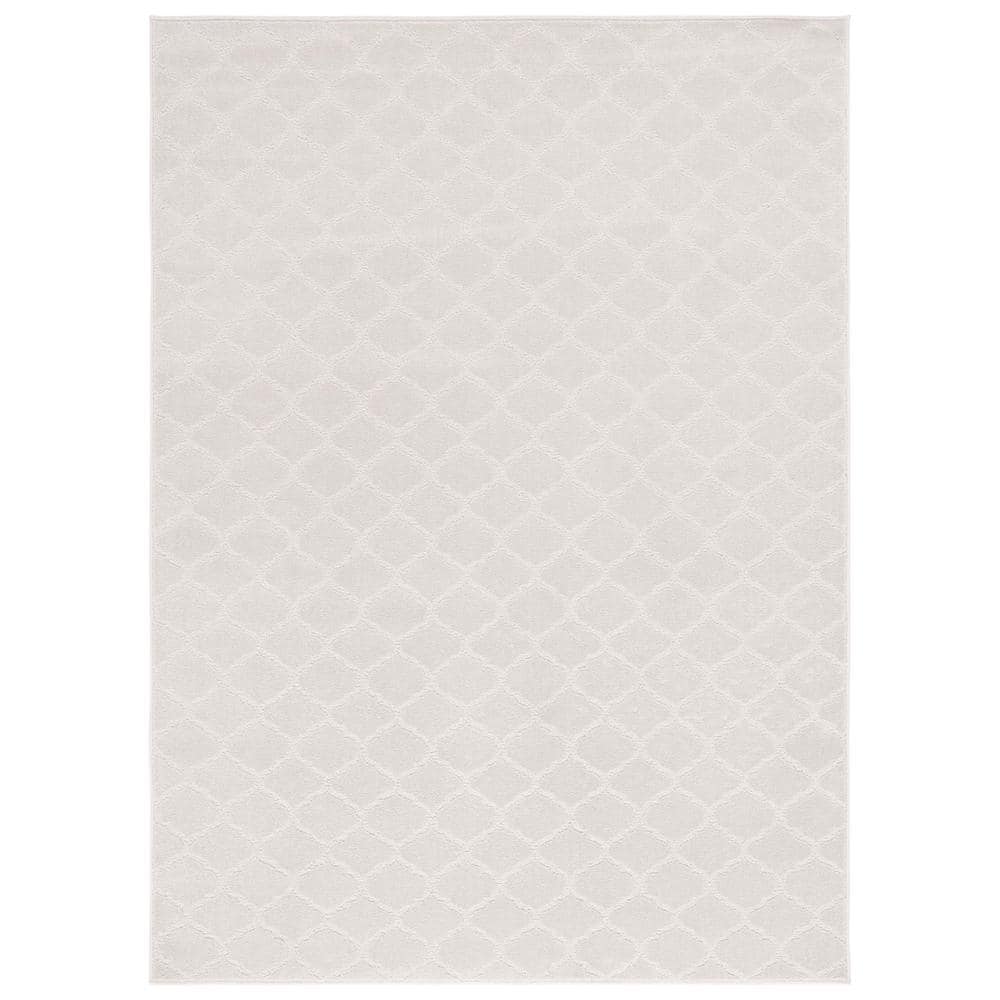 Ivory Hand-knotted Rectangular Synthetic Area Rug
