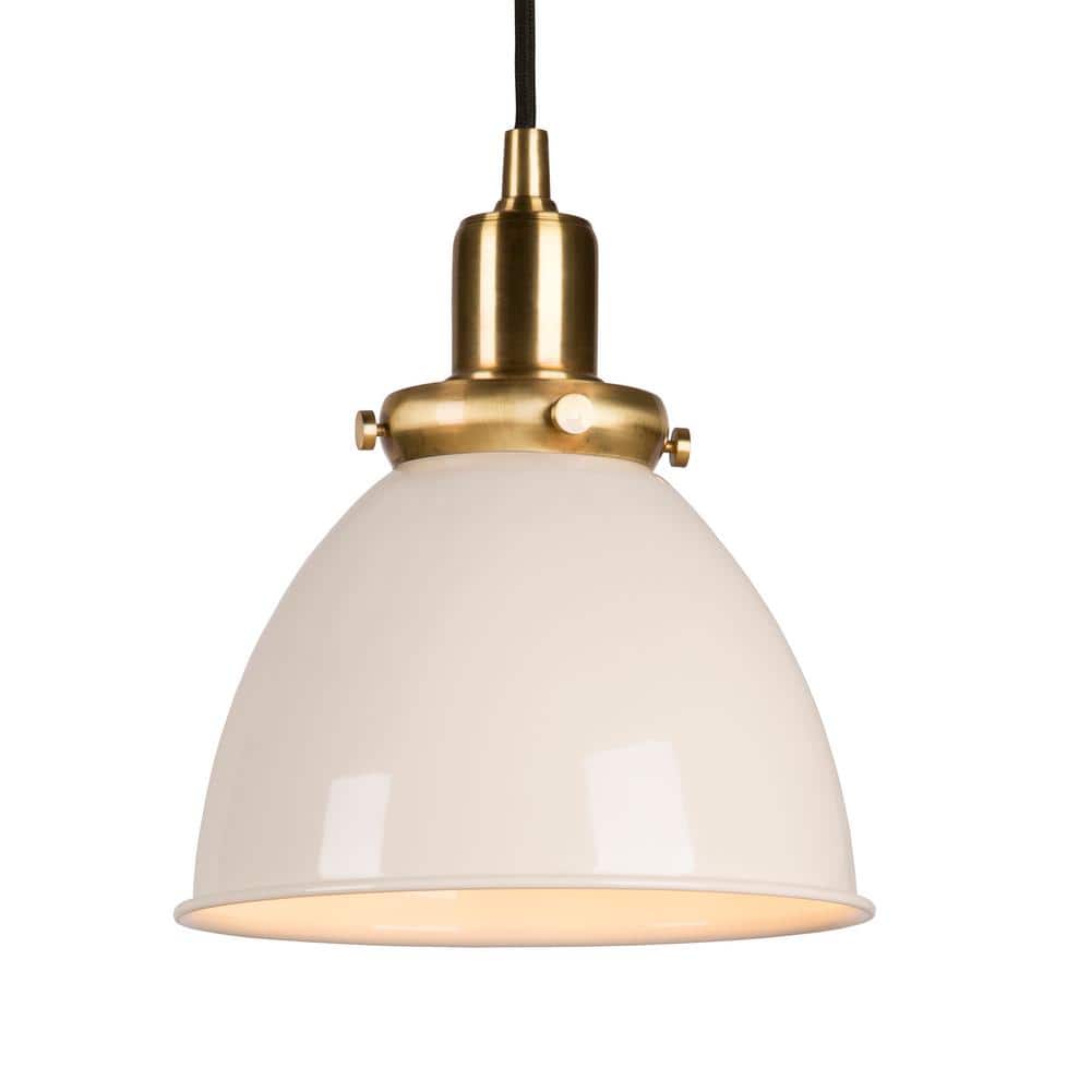 Elegant 8" Modern Brass & Pearled White Pendant Light