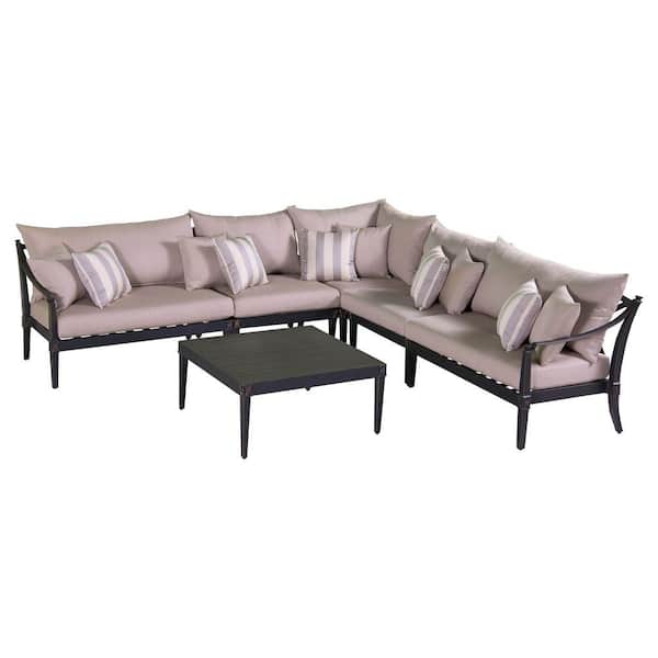 RST Brands Astoria 6-Piece Patio Sectional Seating Set with Slate Grey Cushions