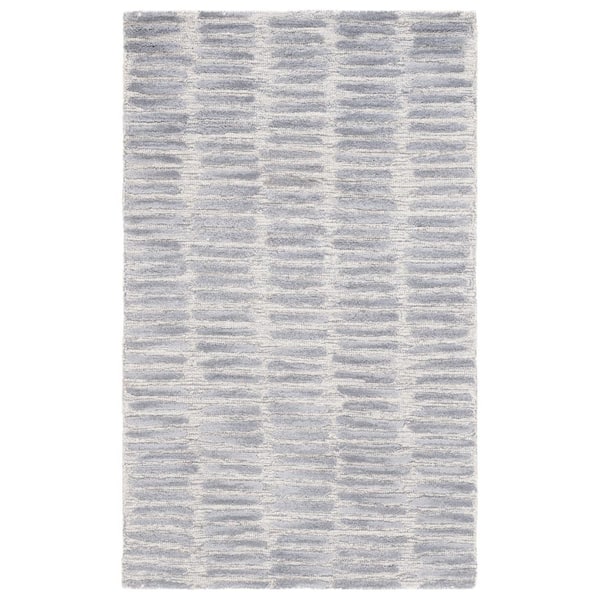 Metro 2 ft. x 3 ft. Silver/Gray Column Striped Area Rug