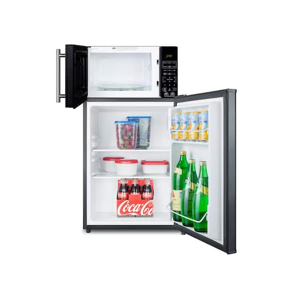 2.4 cu. ft. Mini Fridge in Black without Freezer and 0.7 cu. ft. Microwave Combo