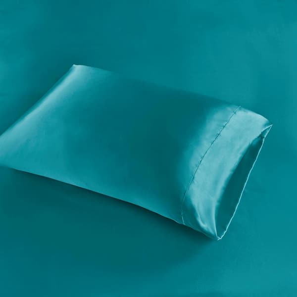 Madison Park Satin 6 Piece Sheet Set Teal Queen