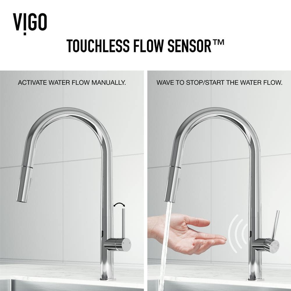 Greenwich Chrome Touchless Pull-Down Kitchen Faucet with Spray