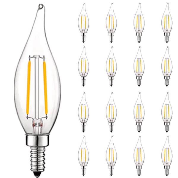 LUXRITE 40-Watt Equivalent CA11 Dimmable Edison LED Light Bulbs UL Listed 3000K Soft White (16-Pack)