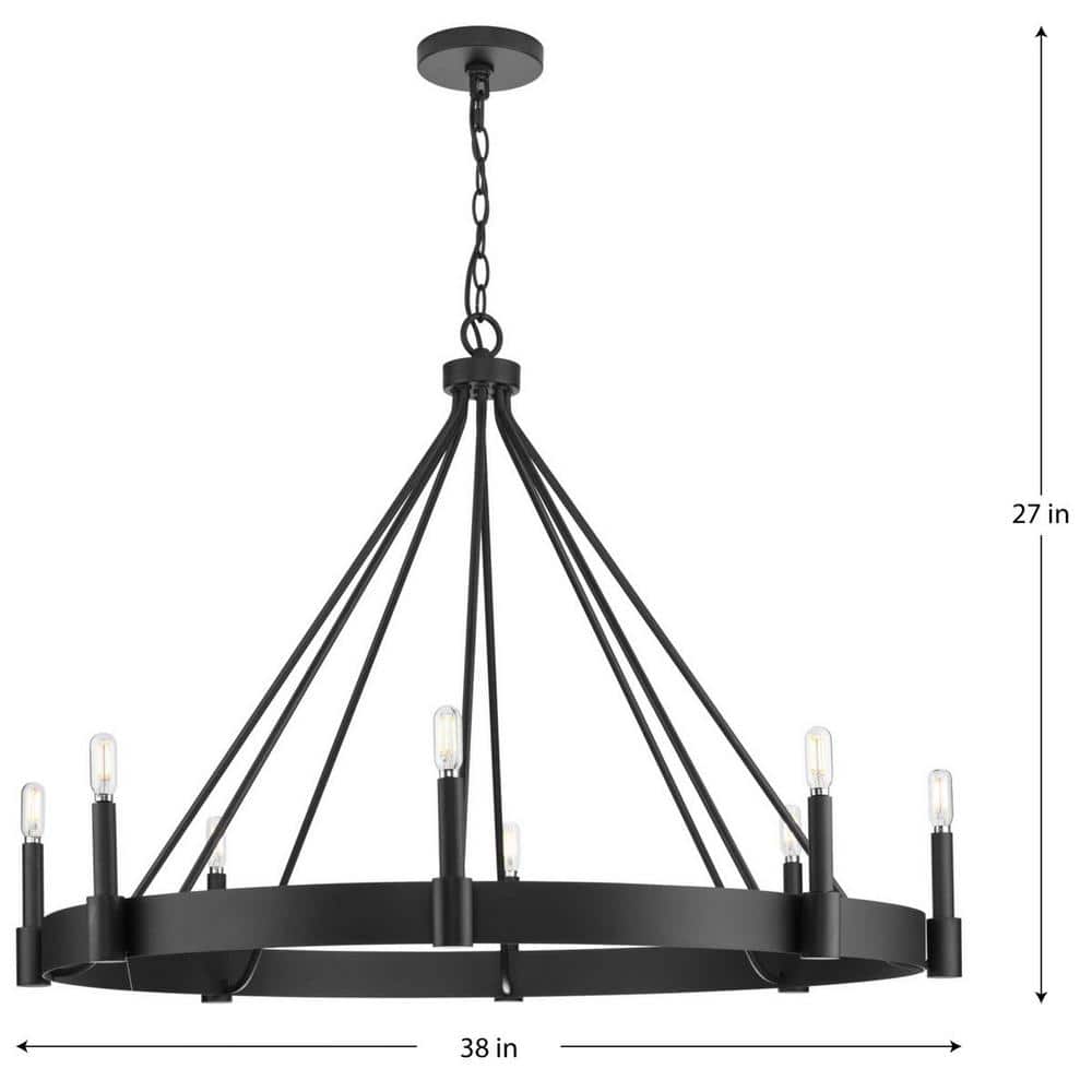 Breckenridge Matte Black 8-Light Candle Chandelier