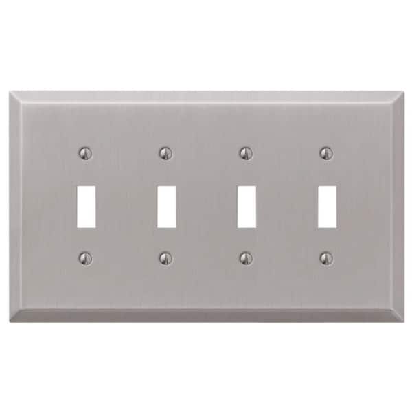 Oversized 4-Gang Brushed Nickel Toggle Steel Wall Plate