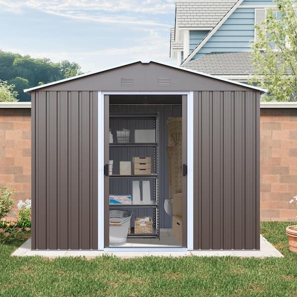 Storhaus 8 ft. W x 4 ft. D Outdoor Metal Shed with Window and