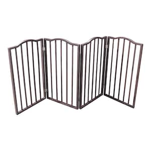 Folding 31.9 in. H x 72.4 in. W Dark Brown Solid Wood Pet Gate, Dog Gate for Doorways, Stairs(No Stair Railing Kit)