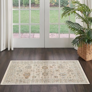 Oases Ivory Beige 3 ft. x 5 ft. Distressed Traditional Area Rug