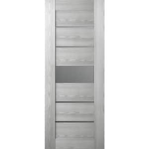 18 in. x 80 in. No Bore Solid Core 5-Lite Frosted Glass Ribeira Ash Wood Composite Interior Door Slab