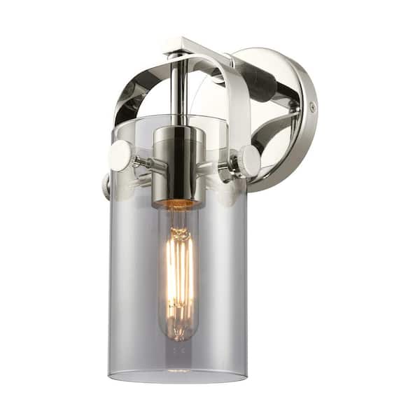 Innovations Pilaster II Cylinder 4.5 in. 1-Light Polished Nickel Wall Sconce with Glass Shade