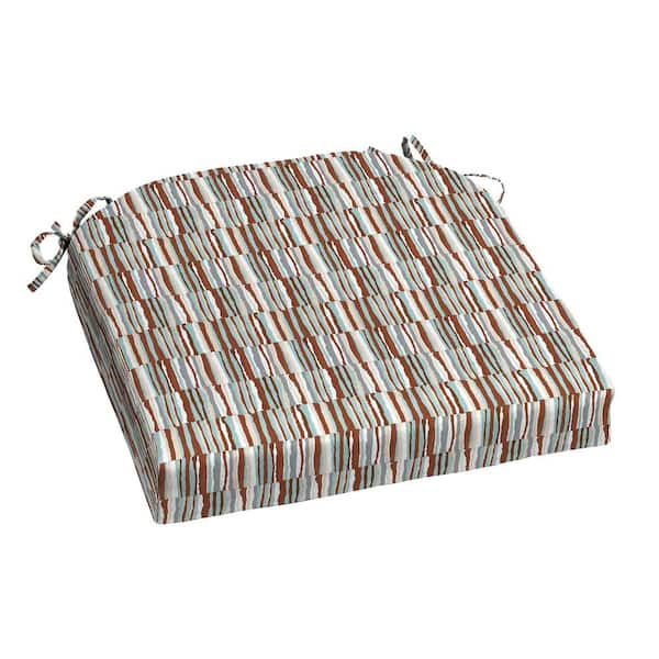 Hampton Bay 20 in. W x 20 in. D Universal Outdoor Seat Pad in Broken Watercolor Stripe