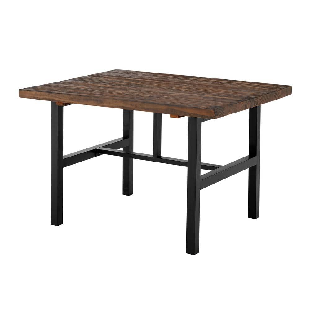 Pomona Reclaimed Wood and Metal Dining Table, Rustic Natural Finish