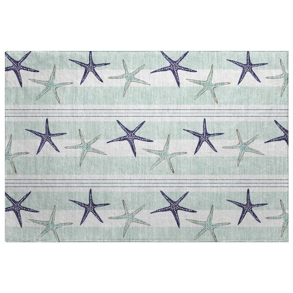 Dream Shag Premium Machine Washable Abstract ADS191 Seaglass 3 ft. x 4 ft. Area Rug