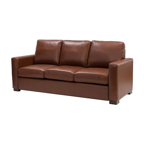 ARTFUL LIVING DESIGN Gonsaga 83 in. Square Arm 3-Seater Sofa in Brown