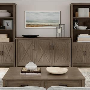 Ela Solid Wood 60 in. Wide Transitional Wide Storage Cabinet in Smoky Brown